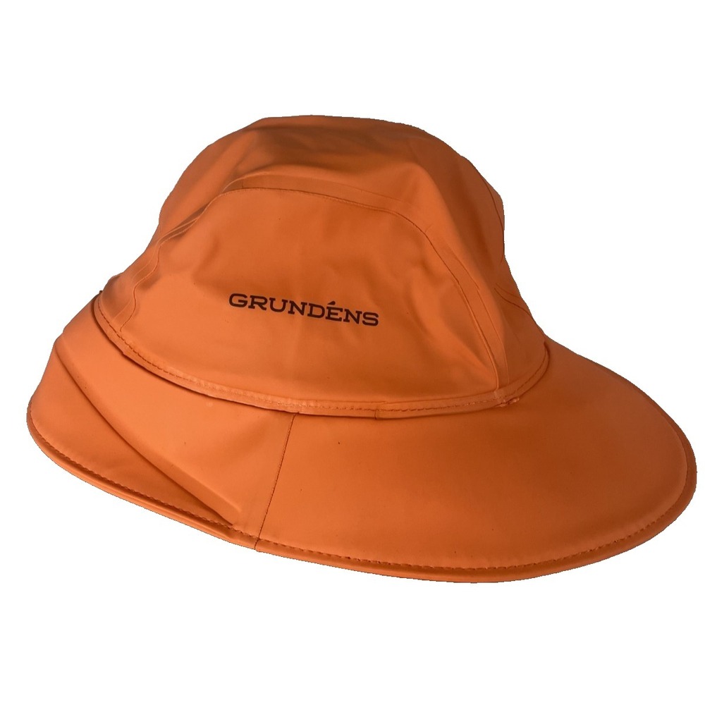 Grundens Orange Souwester Rain Hat PVC Fishing Sailing Waterproof XL Portugal